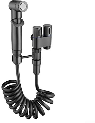 Bathroom Fresh Wall Mounted Faucet Spray Set, Langgi Toilet for Companion, 1-in-2-Out Dual Control Valve, Handheld Bidet Sprayer for Toilet, Hand Held Bidet Sprayer for Toilet(Grey)
