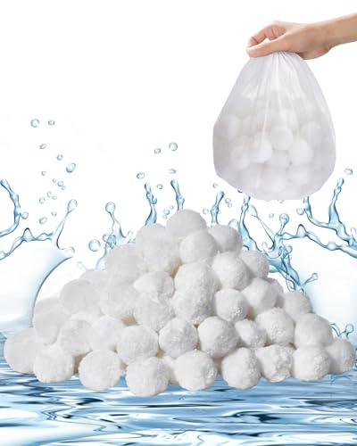 VEVOR Bolas de Filtro para Piscina 0,7 kg para Filtro de Arena de Piscina Medio Filtrante de Fibra de Poliéster Blanco Reutilizable con Bolsa de Lavado para Piscina, Acuario, Tanque, Piscina Elevada