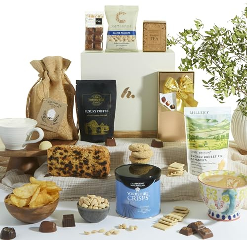 Luxury Gourmet Food Hamper - Birthday Hamper Gift Basket for Women & Men - Indulgent Chocolates, Artisan Biscuits, Tea & Coffee - Premium Gift Hamper - Thank You, New Home & Anniversary Celebrations