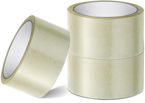 Stick Well Clear Packaging Tape Roll - 48mm X 66m, Heavy Duty, Low Noise, Secure & Strong Adhesive, Parcel Tape for Packing Boxes, Moving, and Long Term Storage (Clear, 3 Rolls)