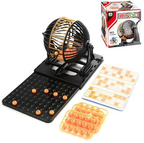 6 Cage Bingo Cage Bingo Gift Game 90 Number 24 Cards Bingo Bingo Machine Cage Game Set with Bingo Balls Classic Cage Bingo Tray