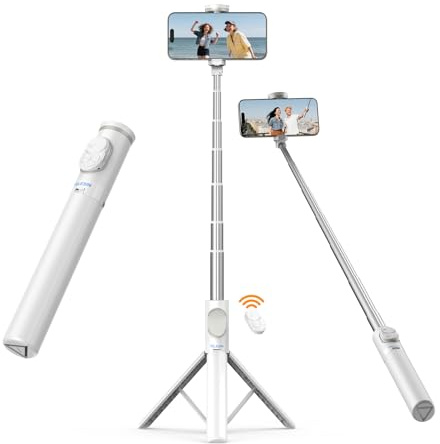 TELESIN 130CM Handy Stativ mit Kamera Zoom Fernbedienung, Selfie Stick Stativ für Handys, 360° Verstellbares, Ausziehbares Reisestativ für Videoaufnahmen, Tragbare iPhone/Android Stative, Vlog/TikTok