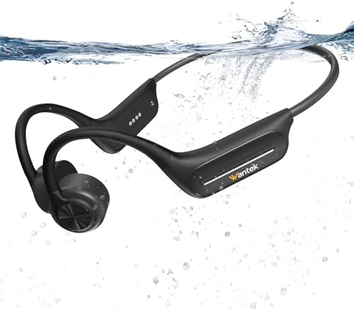 Wantek Auriculares con Sonido óseo Bluetooth, Auriculares Abiertos inalámbricos 5.4 de conducción, Impermeables, Resistentes al Sudor, Deportivos, para Fitness, Ciclismo, conducción, Correr