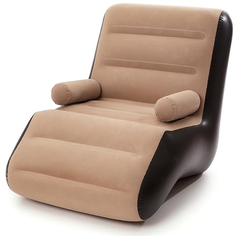 Portable Inflatable Sofa Chair with Armrests, Comfortable Indoor & Outdoor Air Lounger, Easy to Inflate, Foldable Lazy Chair for Living Room, Garden, Camping, Dorm