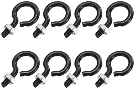 QUARKZMAN 8 Pezzi Anelli Filettati, M3 x 12mm 304 Acciaio Inossidabile Anelli Filettati Neri Con Dado Per Appendere O Fissare Cavi