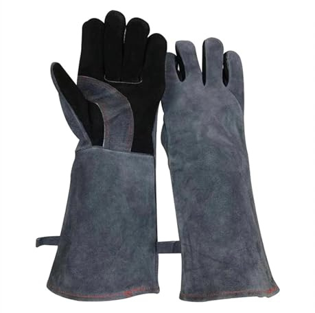 Gants en Cuir résistants au feu et à la Chaleur, avec Isolation Feuille d'aluminium, adaptés soudage Tig Barbecue Mig