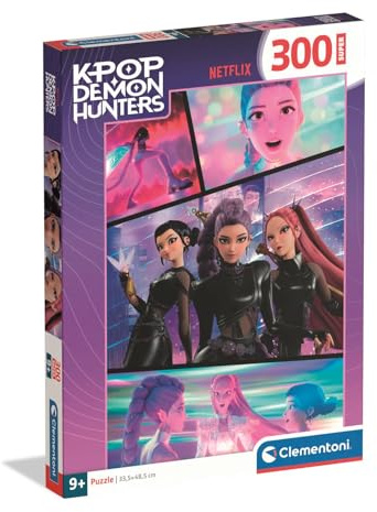 Clementoni - Puzzle per Bambini 300 Pezzi Super, per Bambini 9+ Anni, Illustrazione con Personaggi della Serie KPop Demon Hunters, Idea Regalo, Made in Italy, 33,5x48,5 cm, 21760