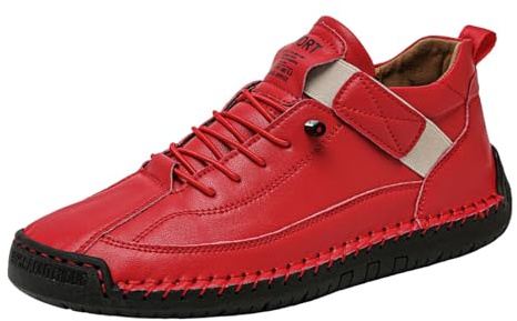 Chaussures de Marche décontractées, Mocassins Confortables à Enfiler avec Soutien de la voûte Plantaire, Chaussures Plates légères et Respirantes pour Un Usage Quotidien (Red, 37)