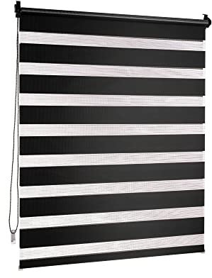 Victoria M. Doppelrollo Klemmfix ohne Bohren, 75 x 150 cm (BxH) Schwarz, Rollo Fensterrollo lichtdurchlässig & verdunkelnd,Duo-Rollo Klemmmontage Zebrarollo für Fenster & Türen