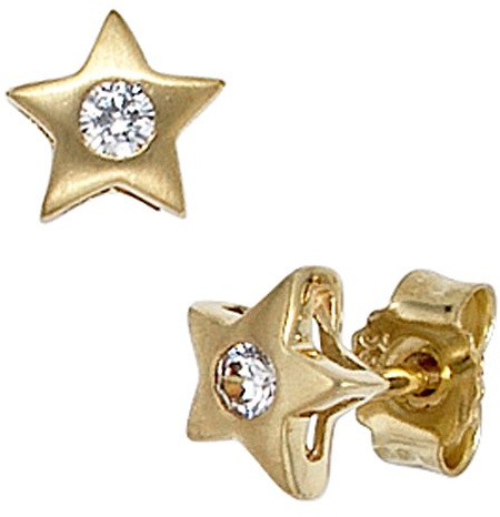 Jobo Damen-Ohrstecker Stern aus 8 Karat 333 Gold mit Zirkonia