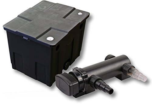 SunSun Komplettset: CBF-350 Teichfilter bis 12000 L Teichfilteranlage als Durchlauffilter, CUV-318 Teichklärer UVC Klärer mit 18 Watt UV-C Leistung