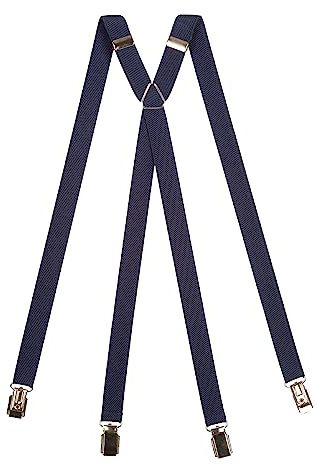 Olata Bretelle Unisex a X, Sottili, Incrocio in Metallo, 20 mm, Blu Scuro