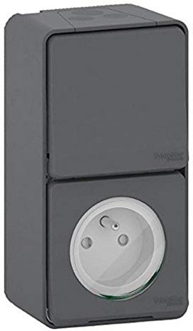 Schneider Electric MUR36025 Prise de courant + Va et Vient verticale mureva Styl, 250 V, Gris