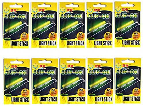 QualyQualy Bâtons Lumineux pour Canne à Pêche, Lumière de pêche de Nuit, Glow Stick Pêche de Nuit Vert Fluorescent Baton Lumineux Peche M 10 Paquets (2pièces)
