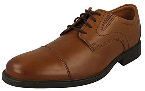 Clarks Men's Whiddon Cap Oxford, Dark Tan Leather, 7.5 Wide