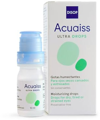 Acuaiss - Lágrima Artificial sin Conservantes, Ácido Hialurónico, Hidratación Ojos Secos Moderados, Uso Prolongado, Ideal Lentes de Contacto, 10 ml, Limpieza Ojos, Alergia Ojos