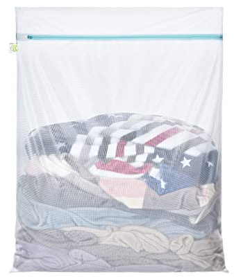 OTraki Large Mesh Laundry Bags 28x35 inch Zipper Mesh Lingerie Bags for Washing Delicates Net Laundry Mesh Bag Machine Washable for Dorm Hotel Camp Don't Drying, Melting 140-176℉, White