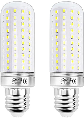 HZSANUE E27 LED Mais Lampen 32W, 6000K Tageslichtweiß, 3600Lm, Edison Schraube Leuchtmittel, 240W Glühlampen Äquivalent,Nicht Dimmbar, 2er-Pack