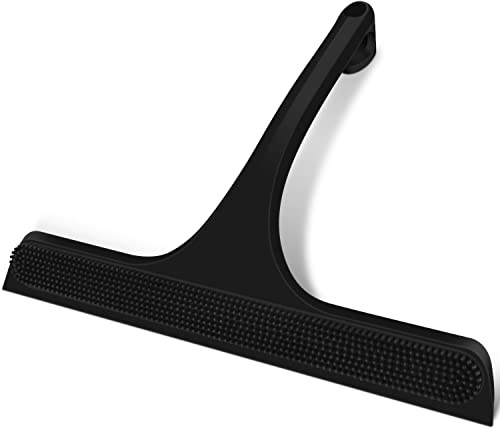 BROTOU Double-sided Silicone Shower Squeegee, Large Black Mirror Scraper, Multi-functional Screen Glass Wiper for Bathroom, Kitchen, Furnitures & Vehicles (Black, 11 Inch)