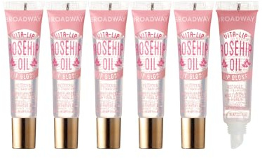 Ruby Kisses Broadway Vita-Lip Clear Lip Gloss (Rosehip Oil 6 Pack), Ultra-Hydrating & Soothing Formula with Vitamin Oils, High-Shine Non-Sticky Finish, Healing Glossy Lip Balm With Vitamin A