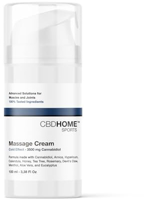 CBD HOME Sports - Massagekräm med 3.500 mg CBD + CBG - Kylande Effekt - Med Cannabidiol, Arnika, Johannesört, Djävulsklo – Muskler, Knän, Ländrygg, Axlar, Rygg - 100ml