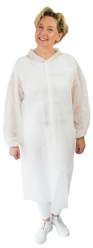 5x ARNOMED Blouse blanche de protection PP Blanc, Blouse médicale homme jetables XXL- 150x120cm, 4 boutons-pression, Blouse jetable 23g/m², Blouse jetable, Blouse jetable, vêtements médicals