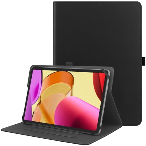 HGWALP Universal Housse de Protection pour 9-11 Pouces Tablette,Multi - Angle de Vue PU Support en Cuir avec Porte - Stylo pour Tablette Tactile de 9 Pouces 10,5 Pouces 11 Pouces-BK