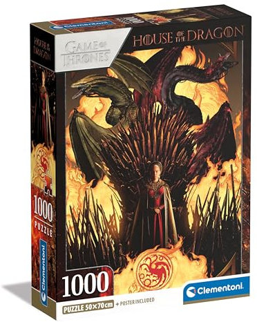Clementoni Jigsaw Puzzle House Of The Dragon 1000 Pieces - Compact Box, Poster Included, Puzzle For Adults 14-99 Years, Gift For Men/Women, Made In Italy, 39904