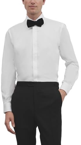 SILBON Camisa Vestir Cuello Esmoquin Manga Larga para Hombre