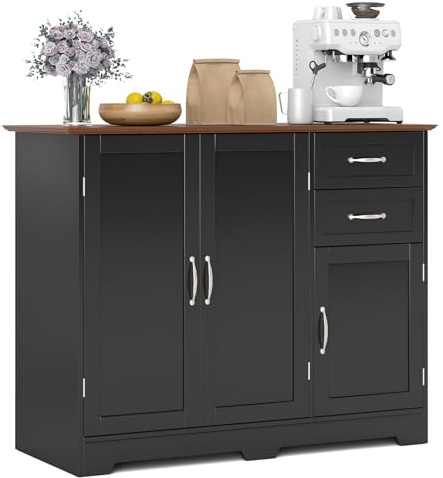 GIANTEX Küchenschrank mit Arbeitsplatte, Kücheninsel Sideboard Küche, Buffetschrank mit 2 Schubladen & Verstellbarer Ablage, Beistellschrank Esszimmerschrank mit Türen, Mehrzweckschrank 100x40x78 cm