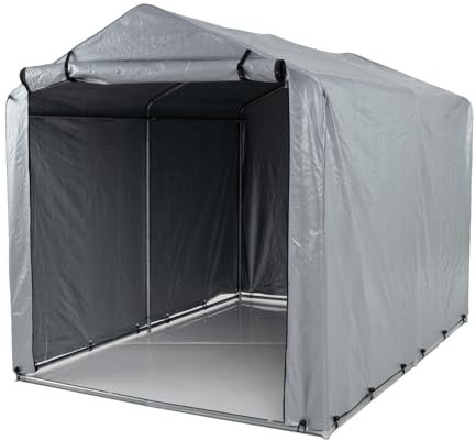 GYMAX Tienda de Campaña para Garaje, 160 x 218 x 164 cm, Cobertizo al Aire Libre con Puerta Enrollable con Cremallera, Cobertizo de Jardín, Tienda de Almacenamiento para Bicicletas, Motocicletas