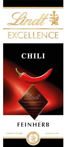 Lindt Schokolade | EXCELLENCE Tafel Chili | 100g | Feinherbe Schokolade mit feurigem Chili | Schokoladen-Tafel