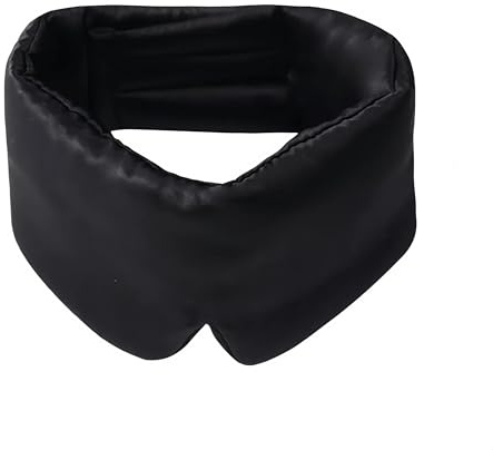 LOHAS Home Lyxig Uthra-Large 100% natursilke sovmask 3D-skydd dubbelsidig mullbärssilke mörkläggande ögonmask, svart