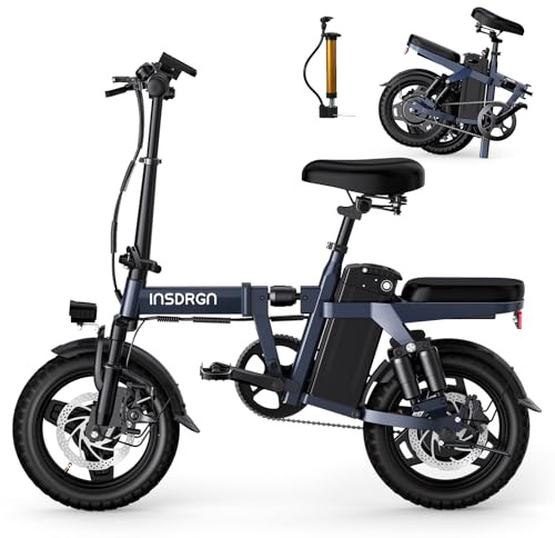 INSDRGN Electric Bike for Adults and Teens, 14 Mini Folding E Bike, 650W Peak Motor, 48V 499Wh Removable Battery, 28Miles, 20MPH Commuting Electric Mountain Bike, 9 Shock Absorbers, UL2849