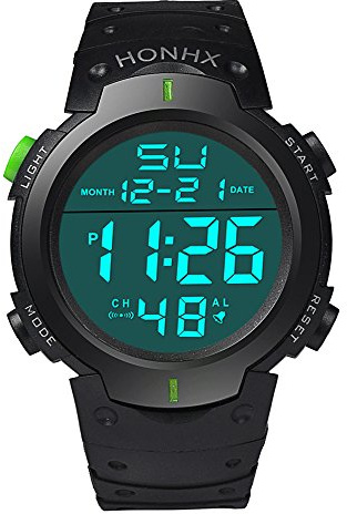 Mode herr pojke LCD digitalt stoppur datum gummi sport armbandsur uppskruvbara klockor för män