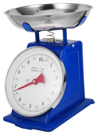 JECOMPRIS Báscula De Cocina Analógica Vintage 10 Kg Con Cuenco Extraíble Acero Inoxidable Sin Pilas Panel Industrial Para Hornear y Medir Ingredientes Secos