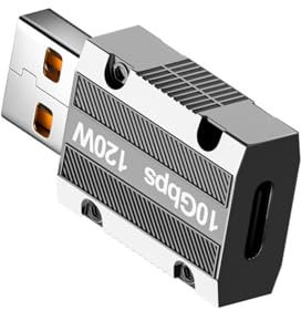 Adaptateur USB 3.1 vers type C en aluminium avec protections contre les surtensions, adaptateur de charge rapide avec une puissance de 120 W pour une utilisation sûre, transmission de données haute