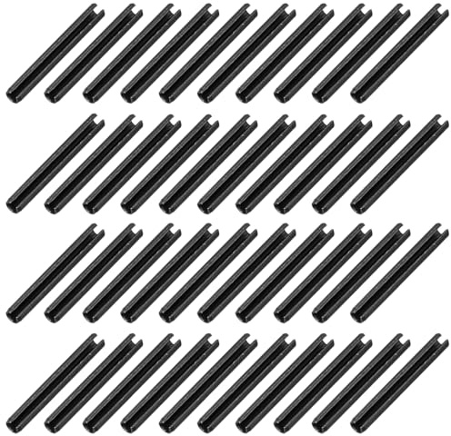 QUARKZMAN 60Pcs Perni A Fessura Elastici 1/5 Pollice(5mm) Diametro 1-3/5 Pollice(40mm) Lunghezza 65Mn Acciaio Molla Tensioni Spinotti Espansione Per Fissaggio Sicuro, Nero