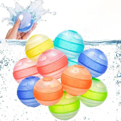 12 PCS Gavettoni Riutilizzabili, Palloncini Acqua Riutilizzabili in Silicone, Gavettoni Acqua Autosigillanti, Bombe d'Acqua a Riempimento Rapido per Bambini e Adulti, Giochi da Esterno e Piscina