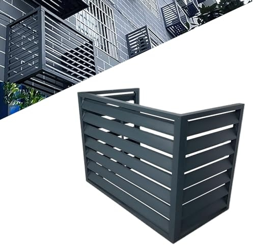 Utomhus värmepumpskydd – 110 x 80 x 60 cm luftkonditorns integritetsstaket, Louvered design för 2–3 P-enheter, brusreducering och estetiskt fasadskydd.