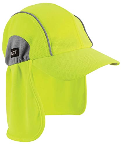 Ergodyne Chill Its 6650 Baseball Cap, Hat with Neck Shade, Sweat Wicking, High Visibility ,UPF 50+ protection, Lime