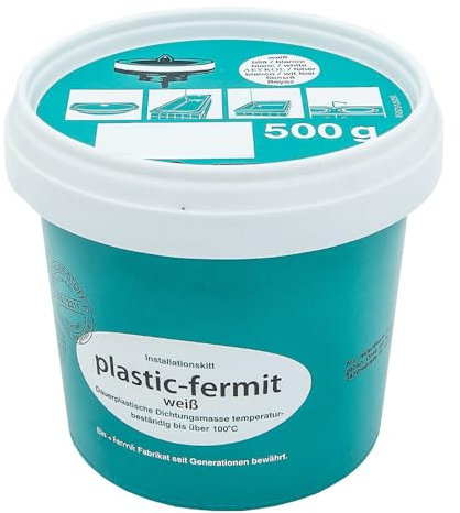 Schläfer 1855, Spezial-Kitt, 500gr Dose Plastic-Fermit weiß, Dauerplastische Dichtungsmasse, temperaturbeständig bis über Installationskit