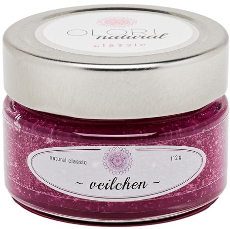 Olori rumsdoft – violett doftolja med eteriska oljor – långvarig – purig, blommig doft – 100 % naturliga och rena rumsdofter i doftglas – luftrenare utan konstgjorda dofter (112 g)