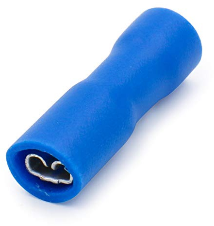 Heschen Lot de 100 bornes de câble femelles en vinyle à déconnexion rapide entièrement isolées 2,8 x 0,5 mm pour 1,5-2,5 mm² (16-14 AWG) Bleu