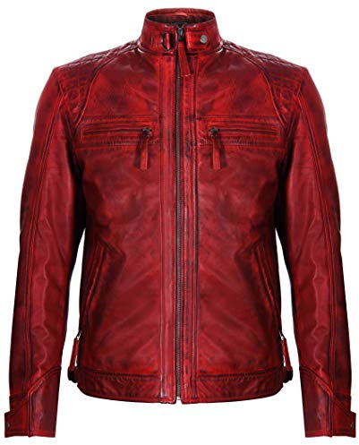 Men's Vintage Retro Quilted Real Nappa Leather Jacket