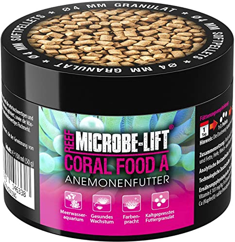 MICROBE-LIFT Coral Food A – anemonfoder – mjukt granulatfoder för anemoner i alla havsvattenakvarium, 150 ml/50 g