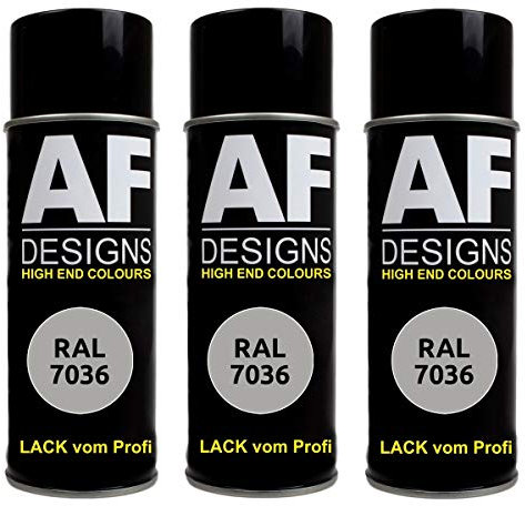 Alex Flittner Designs 3X Ral Pintura en Espray Pintura Coche Laca Colorida Lata de Aerosol RAL7036 Gris Platino Seda Mate