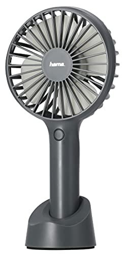 Hama | Tragbarer Ventilator mit USB-Akku, 3 Geschwindigkeiten, Smartphone-Halterung