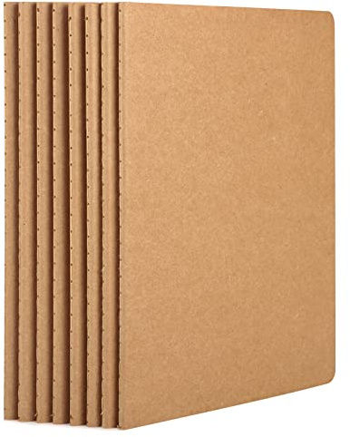 Yarotm 8 pezzi di quaderno Kraft sfoderato, A5 5.5x 8.2 pollici quaderno con copertina morbida Kraft, quaderni per appunti vuoti, blocco note per diario di viaggio, blocco note, diario di scrittura