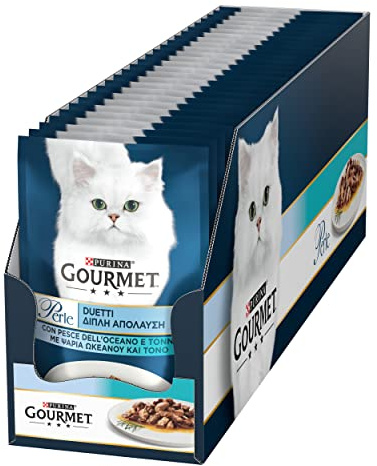 GOURMET Perle Gatto Duetti con Pesce dell'Oceano e Tonno